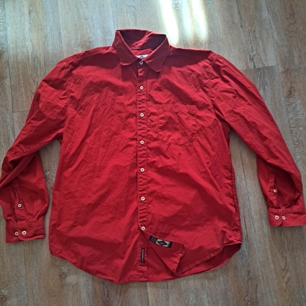 THE TERRITORY AHEAD Red Button Down Collard Shirt 100% Cotton Men's Size Large